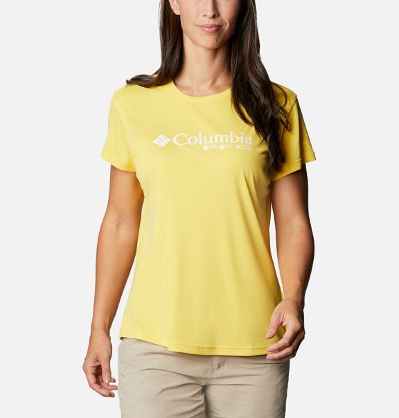 Columbia PFG Respool T-Shirt Yellow For Women's NZ86921 New Zealand